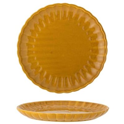 Bloomingville Latina Bord, geel, aardewerk, diameter 20 x hoogte 2 cm Bloomingville Latina Bord, geel, aardewerk, diameter 20 x hoogte 2 cm