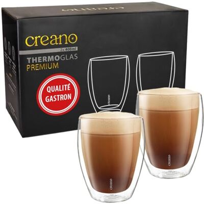 Creano Premium Dubbelwandige Glazen 400 ml Set van 2 Wereldwijd NIEUW Creano Premium Dubbelwandige Glazen 400 ml Set van 2 Wereldwijd NIEUW