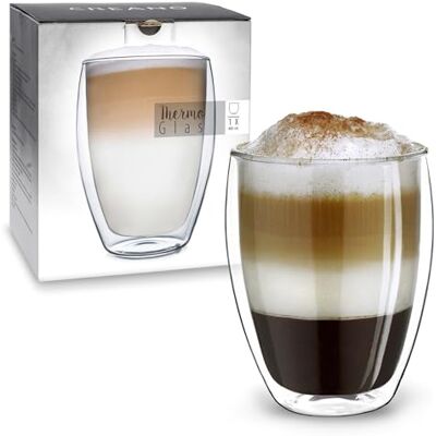 Creano Dubbelwandig XXL thermoglas, 400 ml, extra groot koffie/theeglas van hittebestendig borosilicaatglas Creano Dubbelwandig XXL thermoglas, 400 ml, extra groot koffie/theeglas van hittebestendig borosilicaatglas