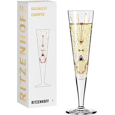 RITZENHOFF 1071025 champagneglas 200 ml Goldnacht serie nr. 25 elegant designerstuk met echt goud Made in Germany, goud, zwart, rood Réf. 1071025, Série Goldnacht N°, 1 verre à Champagne 200 ml, en cristal, lave-vaisselle RITZENHOFF 1071025 champagneglas 200 ml Goldnacht serie nr. 25 elegant designerstuk met echt goud Made in Germany, goud, zwart, rood Réf. 1071025, Série Goldnacht N°, 1 verre à Champagne 200 ml, en cristal, lave-vaisselle