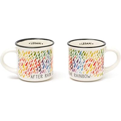 Legami Espresso For Two, 2 koffiekopjes van porselein New Bone China, inhoud 50 ml, after rain-thema, vaatwasmachinebestendig, magnetronbestendig Legami Espresso For Two, 2 koffiekopjes van porselein New Bone China, inhoud 50 ml, after rain-thema, vaatwasmachinebestendig, magnetronbestendig