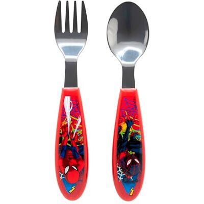 Stor 2-delige bestekset voor kinderen, roestvrij staal, bestaande uit vork en lepel Spiderman Stor 2-delige bestekset voor kinderen, roestvrij staal, bestaande uit vork en lepel Spiderman