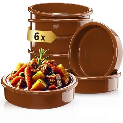 ToCi Tapas schaaltjes ovenschaal 175 ml cazuela schaal klei-dessertkommen schaaltjes mediterraan Ø 11,5 cm Traditionele kleiproducten uit Spanje (set van 6 bruin) ToCi Tapas schaaltjes ovenschaal 175 ml cazuela schaal klei-dessertkommen schaaltjes mediterraan Ø 11,5 cm Traditionele kleiproducten uit Spanje (set van 6 bruin)