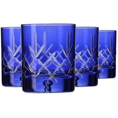 Krosno Whisky, Bourbon en Scotch glazen 250 ml, 4 stuks Saga-collectie Kristalglas Handgemaakt Blauw, Gesneden Ideaal als cadeau Krosno Whisky, Bourbon en Scotch glazen 250 ml, 4 stuks Saga-collectie Kristalglas Handgemaakt Blauw, Gesneden Ideaal als cadeau