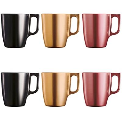 Luminarc Set van glanzende koffiekopjes met glazen handvat voor magnetron 25 cl Luminarc Set van glanzende koffiekopjes met glazen handvat voor magnetron 25 cl