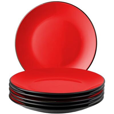 MIAMIO Bordenset 6 x keramiek aardewerk voor de tafel Le Papillon collectie (rood, 26 cm) MIAMIO Bordenset 6 x keramiek aardewerk voor de tafel Le Papillon collectie (rood, 26 cm)