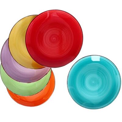 MamboCat Bordenset, 6-delig, effen, kleurrijk, diner, menu, rond servies, tafelaccessoires, aardewerk, ovenbestendig, 6 kleuren MamboCat Bordenset, 6-delig, effen, kleurrijk, diner, menu, rond servies, tafelaccessoires, aardewerk, ovenbestendig, 6 kleuren
