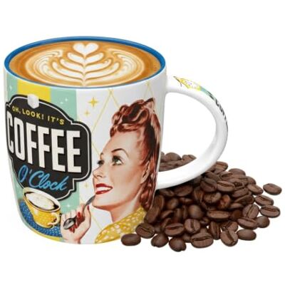 ART Coffee O' Clock Retro koffiemok 330 ml cadeau-idee voor koffieliefhebbers, keramische mok, vintage design ART Coffee O' Clock Retro koffiemok 330 ml cadeau-idee voor koffieliefhebbers, keramische mok, vintage design