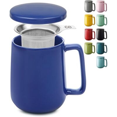 Cosumy Theemok met zeef en deksel, 500 ml, groot, keramiek, blijft lang warm, blauw Cosumy Theemok met zeef en deksel, 500 ml, groot, keramiek, blijft lang warm, blauw