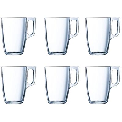 Luminarc Set van 6 glazen koffiekopjes voor ontbijt 32 cl, zwart Luminarc Set van 6 glazen koffiekopjes voor ontbijt 32 cl, zwart