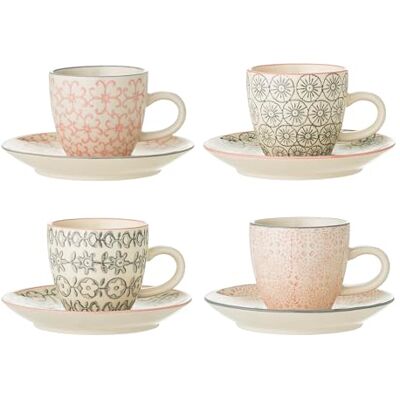 Bloomingville Cécile espressokopjes met onderzetters, 4-delig Bloomingville Cécile espressokopjes met onderzetters, 4-delig