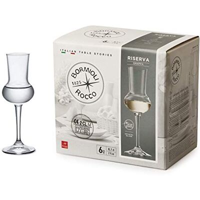 Bormioli Rocco Riserva 166180 clusterglas, transparant, 80 ml, 6 stuks Bormioli Rocco Riserva 166180 clusterglas, transparant, 80 ml, 6 stuks