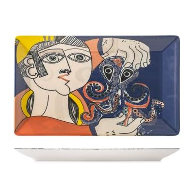 H&H Set van 6 rechthoekige borden Pablo van gedecoreerd aardewerk elegante borden 25 x 15 cm, vaatwasmachinebestendig en magnetronbestendig design geïnspireerd op Pablo Picasso H&H Set van 6 rechthoekige borden Pablo van gedecoreerd aardewerk elegante borden 25 x 15 cm, vaatwasmachinebestendig en magnetronbestendig design geïnspireerd op Pablo Picasso