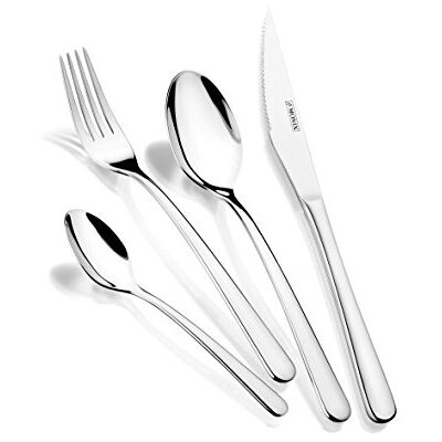 Monix Pisa Bestekset, 24-delig, modern, zilverkleurig Monix Pisa Bestekset, 24-delig, modern, zilverkleurig