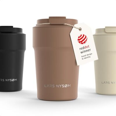 LARS NYSØM Thermo Coffee Mug-to-go 380 ml Reisbeker 0,38 liter met isolatie Siliconen basis Waterdichte roestvrijstalen thermische mok voor koffie of thee (Mocha Brown Powder, 380 ml) LARS NYSØM Thermo Coffee Mug-to-go 380 ml Reisbeker 0,38 liter met isolatie Siliconen basis Waterdichte roestvrijstalen thermische mok voor koffie of thee (Mocha Brown Powder, 380 ml)