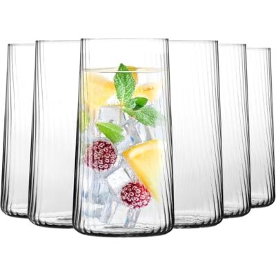 Krosno Lumi Avant-Garde Waterglazen, 6 stuks, 550 ml Grote cocktailglazen, mojito, smoothie, milkshake, elegant glas, loodvrij kristal, vaatwasmachinebestendig Krosno Lumi Avant-Garde Waterglazen, 6 stuks, 550 ml Grote cocktailglazen, mojito, smoothie, milkshake, elegant glas, loodvrij kristal, vaatwasmachinebestendig