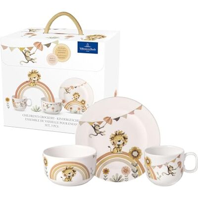 Villeroy & Boch Boho kids "Roar Like a Lion" kinderserviesset, 3-delig, premium porselein, roestvrij staal, vaatwasmachinebestendig, magnetronbestendig Villeroy & Boch Boho kids "Roar Like a Lion" kinderserviesset, 3-delig, premium porselein, roestvrij staal, vaatwasmachinebestendig, magnetronbestendig