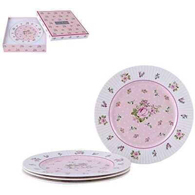 London Boutique Set van 4 taartborden van fijn porselein met brede rand, shabby chic-stijl, roze London Boutique Set van 4 taartborden van fijn porselein met brede rand, shabby chic-stijl, roze