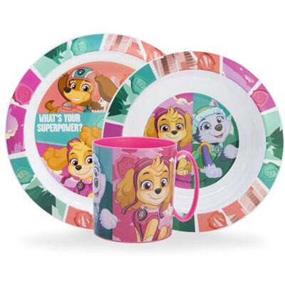 Sorrisini Kinderserviesset, herbruikbaar kinderservies, kinderservies en magnetronbestendig, kindertafelset, bord en kom, mok 350 ml, Paw Patrol Skye Sorrisini Kinderserviesset, herbruikbaar kinderservies, kinderservies en magnetronbestendig, kindertafelset, bord en kom, mok 350 ml, Paw Patrol Skye