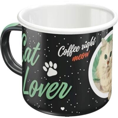 ART Cat Lover Black Retro Cup, email, cadeau-idee voor kattenbezitters, 360 ml ART Cat Lover Black Retro Cup, email, cadeau-idee voor kattenbezitters, 360 ml