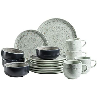 MÄSER 931744 Serie Spicy Market handbeschilderd servies voor 4 personen in mediterraan vintage design, 16-delig, keramiek, groen, aardewerk MÄSER 931744 Serie Spicy Market handbeschilderd servies voor 4 personen in mediterraan vintage design, 16-delig, keramiek, groen, aardewerk