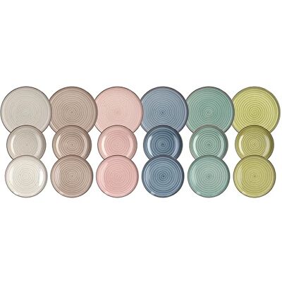 Tognana Urban Pastel Bordenset, 18-delig, porselein, pastel Tognana Urban Pastel Bordenset, 18-delig, porselein, pastel