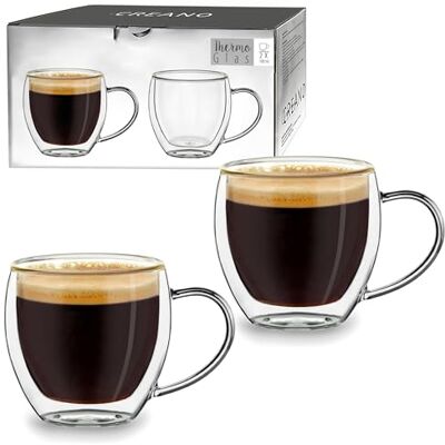 Creano Espressoglas, dubbelwandig, met handvat, thermisch glas, met zweefeffect, 2 x 100 ml Creano Espressoglas, dubbelwandig, met handvat, thermisch glas, met zweefeffect, 2 x 100 ml