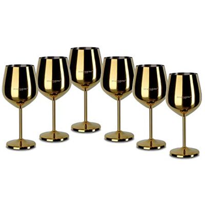 ECHTWERK Onbreekbare wijnglazen/wijnbekers van roestvrij staal, koperen uitvoering, 6-delig, 21 x 7,3 cm, 0,5 liter ECHTWERK Onbreekbare wijnglazen/wijnbekers van roestvrij staal, koperen uitvoering, 6-delig, 21 x 7,3 cm, 0,5 liter