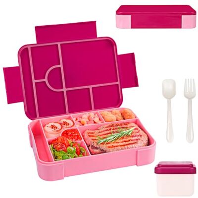 Zyluniy Lunchbox voor kinderen met vakken, 1330 ml, picknickbox voor kinderen, bento box, lekvrij, lunchbox met bestek, lunchbox voor volwassenen, meisjes en jongens, school, picknick, werk Zyluniy Lunchbox voor kinderen met vakken, 1330 ml, picknickbox voor kinderen, bento box, lekvrij, lunchbox met bestek, lunchbox voor volwassenen, meisjes en jongens, school, picknick, werk