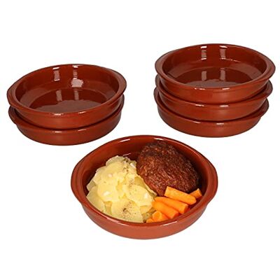 MamboCat Cazuela Bernd Set van 6 ronde ovenschalen met handvat, 300 ml, 16 cm, van geëmailleerde klei, maat M, hittebestendige klei voor Tiramisu Fingerfood pan, uniek handgemaakt, vintage MamboCat Cazuela Bernd Set van 6 ronde ovenschalen met handvat, 300 ml, 16 cm, van geëmailleerde klei, maat M, hittebestendige klei voor Tiramisu Fingerfood pan, uniek handgemaakt, vintage