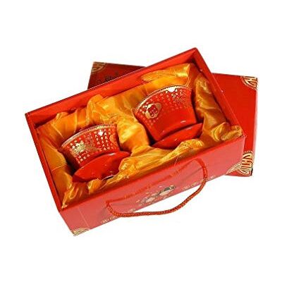 lachineuse Gaiwan kopjesset 2 theekopjes van porselein rode kleur met draken- en feniks motieven Theepotten met deksel Chinese geschenkdoos Traditioneel Chinees servies lachineuse Gaiwan kopjesset 2 theekopjes van porselein rode kleur met draken- en feniks motieven Theepotten met deksel Chinese geschenkdoos Traditioneel Chinees servies