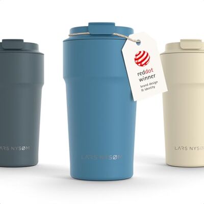 LARS NYSØM Thermo Coffee Mug-to-go 500 ml 0,5 liter reisbeker met isolatie siliconen basis waterdichte roestvrijstalen thermische mok voor koffie of thee (Calypso Blue poeder, 500 ml) LARS NYSØM Thermo Coffee Mug-to-go 500 ml 0,5 liter reisbeker met isolatie siliconen basis waterdichte roestvrijstalen thermische mok voor koffie of thee (Calypso Blue poeder, 500 ml)