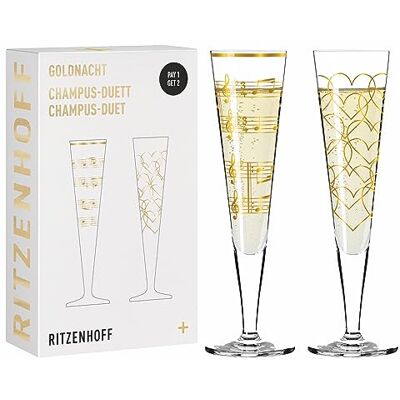 RITZENHOFF 6031006 Goldnacht Duett Best of 2022 champagneglazen, 200 ml, Made in Germany RITZENHOFF 6031006 Goldnacht Duett Best of 2022 champagneglazen, 200 ml, Made in Germany
