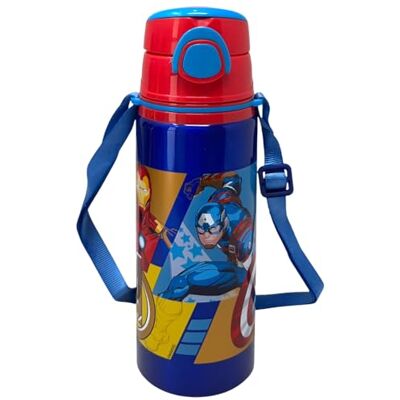 CARTOON Marvel Avengers Aluminium drinkfles met rietje voor kinderen, automatisch, 730 ml, met schouderriem CARTOON Marvel Avengers Aluminium drinkfles met rietje voor kinderen, automatisch, 730 ml, met schouderriem