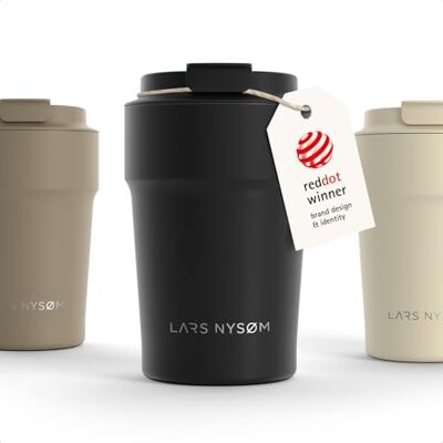LARS NYSØM Thermo Coffee Mug-to-go 380 ml Reisbeker 0,38 liter met isolatie Siliconen basis Waterdichte roestvrijstalen thermische mok voor koffie of thee (Carbon Black Powder, 380 ml) LARS NYSØM Thermo Coffee Mug-to-go 380 ml Reisbeker 0,38 liter met isolatie Siliconen basis Waterdichte roestvrijstalen thermische mok voor koffie of thee (Carbon Black Powder, 380 ml)