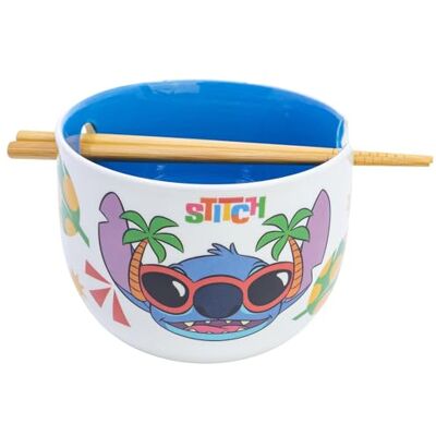Stor Keramische ramen kom met eetstokjes in Stitch geschenkdoos Stor Keramische ramen kom met eetstokjes in Stitch geschenkdoos