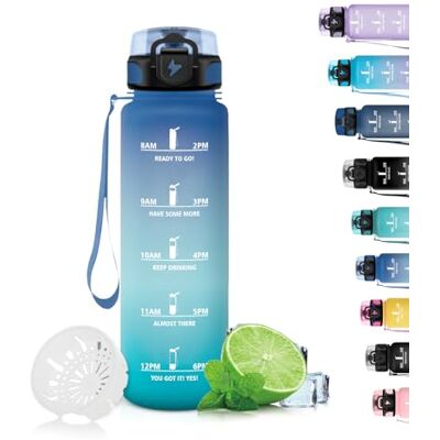 Grsta Drinkfles voor kinderen, lekvrij, 500 ml, voor jongens en meisjes, herbruikbare drinkfles met tijdmarkering, drinkfles met schaal voor school, kantoor, outdoor, blauw/groen Grsta Drinkfles voor kinderen, lekvrij, 500 ml, voor jongens en meisjes, herbruikbare drinkfles met tijdmarkering, drinkfles met schaal voor school, kantoor, outdoor, blauw/groen