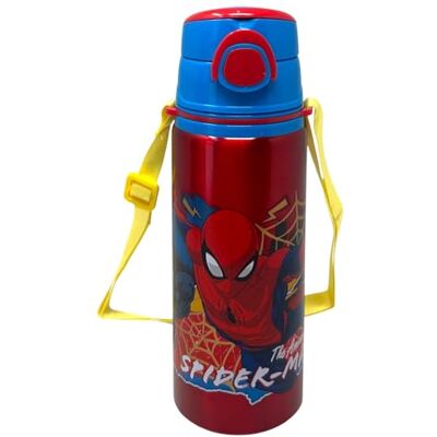 CARTOON Aluminium drinkfles met rietje Spiderman Marvel 730 ml fles met automatische pop-up opening voor kinderen schouderriem inbegrepen CARTOON Aluminium drinkfles met rietje Spiderman Marvel 730 ml fles met automatische pop-up opening voor kinderen schouderriem inbegrepen