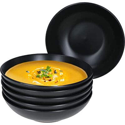 MamboCat Kattegat Set van 6 soepborden 500 ml Voor 6 personen Mat zwart Saladeborden Pasta Grote kom Aardewerk servies MamboCat Kattegat Set van 6 soepborden 500 ml Voor 6 personen Mat zwart Saladeborden Pasta Grote kom Aardewerk servies