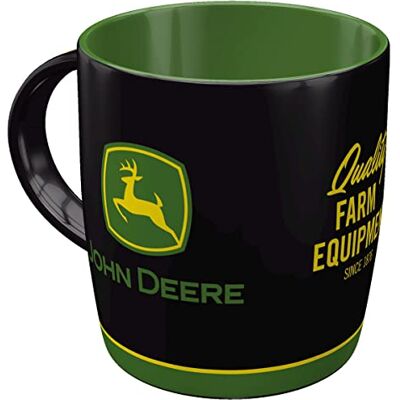John Deere Retro koffiemok, 330 ml, zwart logo, cadeau-idee voor tractorfans, officieel gelicentieerd product (OLP), keramische mok, vintage design John Deere Retro koffiemok, 330 ml, zwart logo, cadeau-idee voor tractorfans, officieel gelicentieerd product (OLP), keramische mok, vintage design