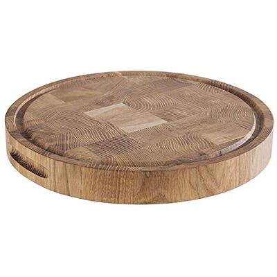 APS Snijplank kaasplank kaasplank geolied, Ø 33 cm hoogte 4,5 cm kaasplank met anti-slip voeten en verzonken handgrepen zonder kap APS Snijplank kaasplank kaasplank geolied, Ø 33 cm hoogte 4,5 cm kaasplank met anti-slip voeten en verzonken handgrepen zonder kap