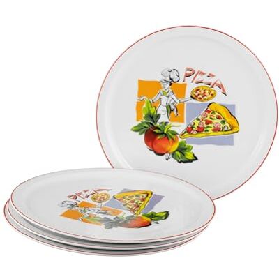 Creatable , 24442 Milano Sofia 4-delige set pizzaborden van porselein voor 4 personen, vaatwasser- en magnetronbestendig, kwaliteitsproduct Creatable , 24442 Milano Sofia 4-delige set pizzaborden van porselein voor 4 personen, vaatwasser- en magnetronbestendig, kwaliteitsproduct
