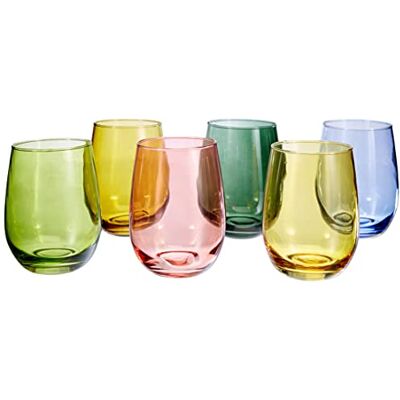 Tognana Tulip, set van 6 glazen, 400 cc, glas, meerkleurig Tognana Tulip, set van 6 glazen, 400 cc, glas, meerkleurig