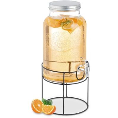 Relaxdays Drankdispenser met standaard, kraan en deksel, 6 liter, glas, waterdispenser, limonadedispenser, transparant Relaxdays Drankdispenser met standaard, kraan en deksel, 6 liter, glas, waterdispenser, limonadedispenser, transparant