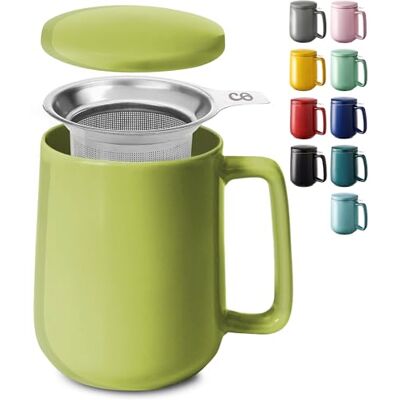 Cosumy Theemok met theezeef en deksel, 500 ml, groot, keramiek, blijft lang warm (matcha-groen) Cosumy Theemok met theezeef en deksel, 500 ml, groot, keramiek, blijft lang warm (matcha-groen)