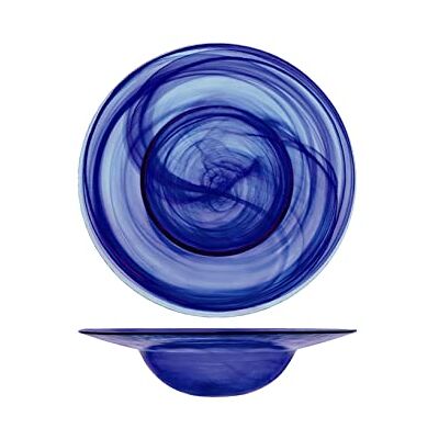 H&H 6 stuks albastdeeg borden van glas, blauw, 23,5 cm H&H 6 stuks albastdeeg borden van glas, blauw, 23,5 cm