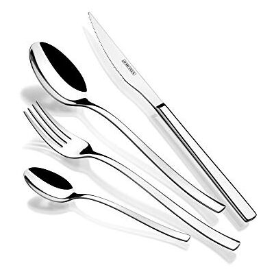 Monix Génova Bestekset, 24-delig, met steakmessen van roestvrij staal 18/10, modern design, gepolijst, ideale dikte 2,5 mm Monix Génova Bestekset, 24-delig, met steakmessen van roestvrij staal 18/10, modern design, gepolijst, ideale dikte 2,5 mm