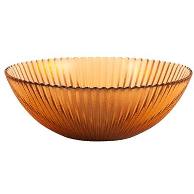 H&H Set bestaande uit 6 groove kommen van amber glas, 13 cm H&H Set bestaande uit 6 groove kommen van amber glas, 13 cm