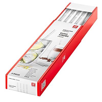 ZWILLING Herbruikbare rechte rietjes van borosilicaatglas voor warme of koude dranken, 4 rietjes + 1 reinigingsborstel, lengte 23 cm, kleur: transparant, Sorrento-serie ZWILLING Herbruikbare rechte rietjes van borosilicaatglas voor warme of koude dranken, 4 rietjes + 1 reinigingsborstel, lengte 23 cm, kleur: transparant, Sorrento-serie