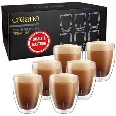 Creano Premium Dubbelwandige Glazen 400 ml Set van 6 Wereldwijd NIEUW Creano Premium Dubbelwandige Glazen 400 ml Set van 6 Wereldwijd NIEUW